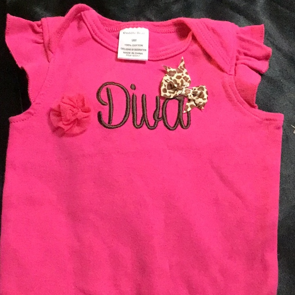 CUDDLE BEAR infant girl onesie 9 months  pink